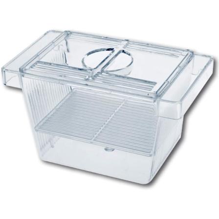 Gyterom, 12,5X7X7 cm - 3 i 1 akvariefisk oppdrettstank med lokk, flytende, gjennomsiktig