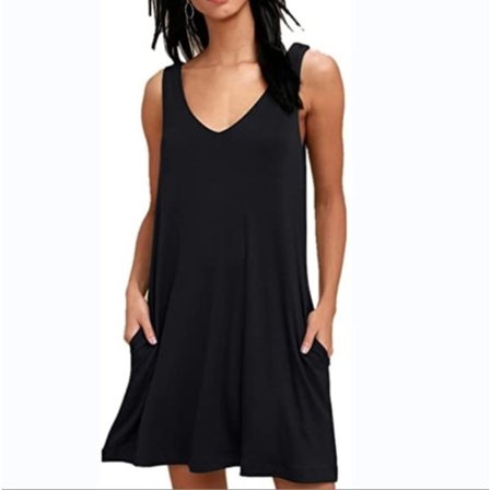 Dam Casual Halslös Ärmlös Tunika Klänning med Fickor L