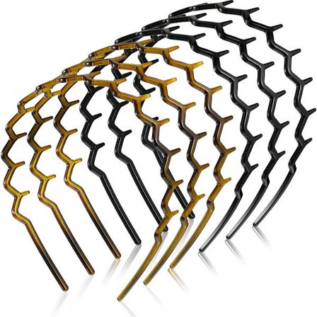 Pieces Zigzag Hårbøjler - Hårbøjle til Kvinder - Til Tykt Krøllet Hår - Plastik Hajtandskamme