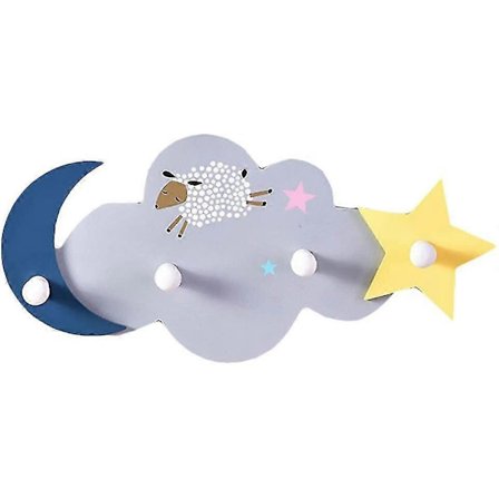 børne vægkrog tegneserie stjerne måne træ knagerække til børneværelse hjem køkken DKP