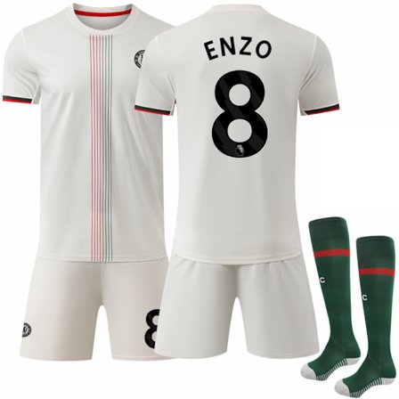 25-26 Chelsea Udebane Børne- og Voksenfodboldtrøje med sokker No.8 Enzo