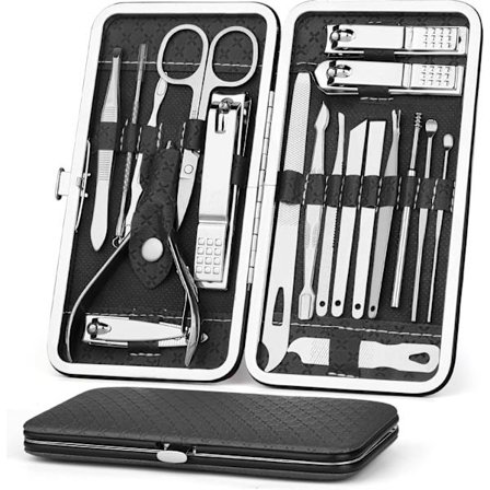 Manicure Pedicure Sæt, 19 stk. negleklipper, neglesaks, hjemme eller rejse