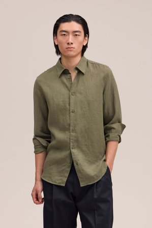 NN07 Enzo Shirt male Green Linen
