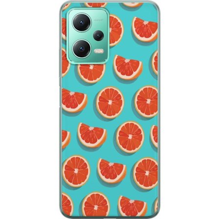 Kompatibelt Mobildeksel til Xiaomi Redmi Note 12 Illustrert mønster med gjentatte grapefrukt skiver mot en turkis bakgrunn