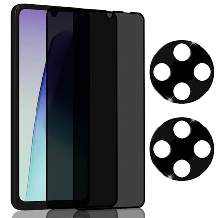 2-Pack Xiaomi Redmi 14C Privacy Skærmbeskyttelse & 2-Pack linsebeskyttelse - Hærdet Glas 9H - Super kvalitet 3D