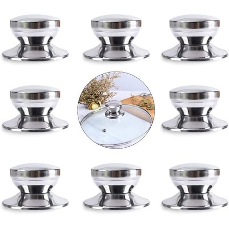 Rustfrit stål grydelåg knop håndtag, grydelåg knop håndtag med skruer, hjemmekøkken køkkengrej udskiftningsdele (8 stykker)