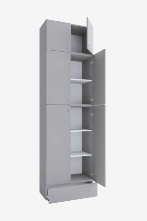 VCM - Vcm Garderobeskab Lona Xxl hængslede døre - med beslag og skuffe - Grå - Skabe - Fra Homeroom