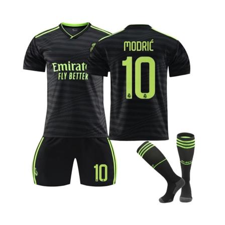 (Real Madrid 22/23 Third Jersey Modric No.10 Fotbollströja 3-delade kit för barn Vuxna Blå 100x250cm(WxH)