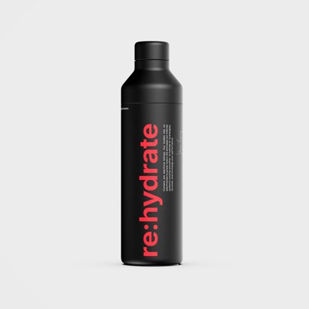 Schwarze Thermosflasche, kompatibel mit einem Kaffeebecher-Deckel