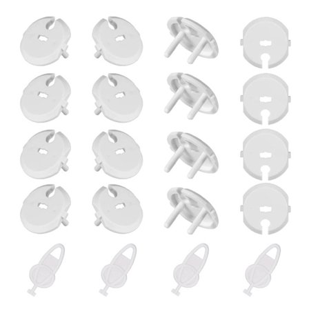 Liimaamaton vauvan pistorasiasuojus, sopii E-tyypin pistorasioihin, 16 kpl, valkoinen, Lapsiturvallisuus, Sormensuojalevy, Pistorasiasuojus avaimella