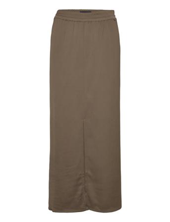 Savannah Viscose Skirt Knælang Nederdel Brun Lexington Clothing