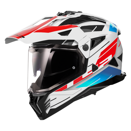 Casco Adventure LS2 MX702 Pioneer II Namib Bianco/Blu/Rosso XL