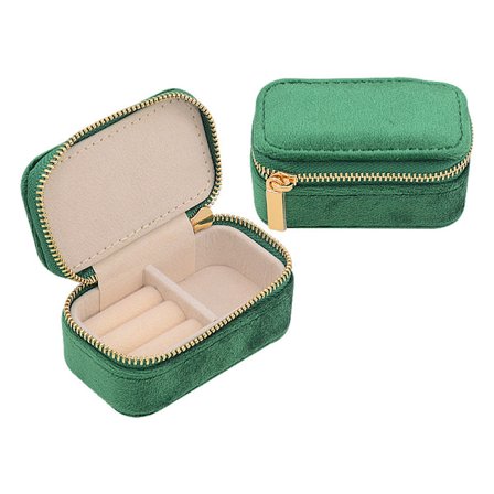 Elegant smyckeskrin i sammet för örhängen, ringar och mer