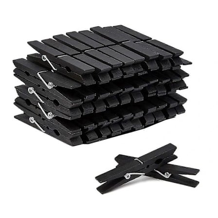 50 st Träklädnypor Fotoklämmor Starkt Grepp Kompakt Storlek Portabla Kraftiga Hantverkskonst Bildklämmor Färgglada Klädnypor Svart