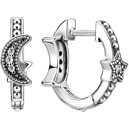 Crescent Moon & Stars Örhängen Sterling Silver med Kubisk Zirkonia 299152C01