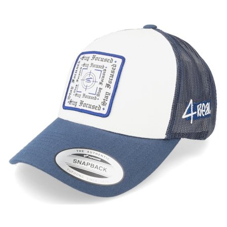 4REAL - Blå trucker Caps - Stay Focused Patch White/Navy Trucker @ Hatstore
