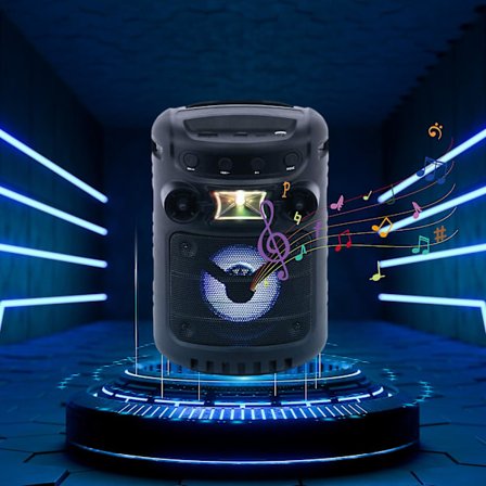 Bluetooth-højttaler, bærbar udendørs stereo med farvede løbelys, bærbar mini-stereo med karaoke-understøttelse