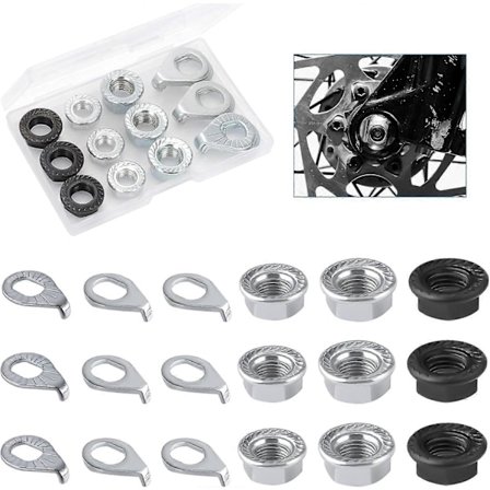 18 stk. Sykkelhjulakselmutter og sikkerhetsvaskerskive for sykkelnav, M8 M9.5 M10 Sykkel