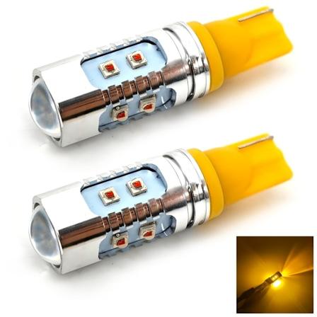 2 st W16W LED-lampor T15 12-24V CANBUS orange USA för röda lampskärmar