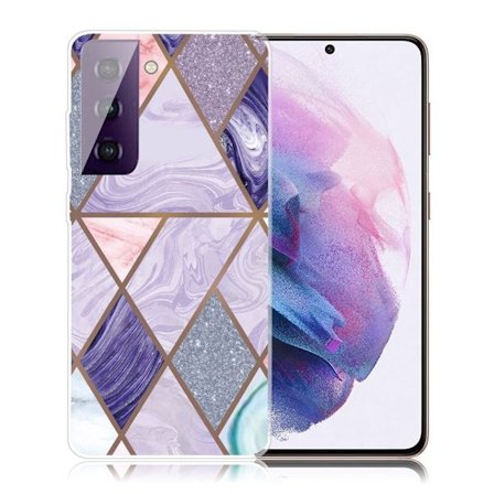 Marmori Samsung Galaxy S21 FE Suojakotelo - Kolmiot ja timantti marmori
