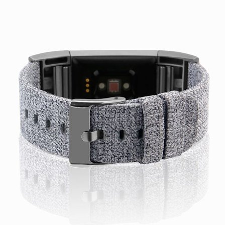 Rannekoru Hengittävä Canvas Ruostumaton Teräs Solki Pestävä Vaihto Rannekoru Hiha L Koko Musta Harmaa