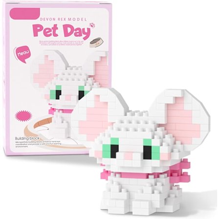 Micro Mini Byggklossar Katt-Serie, Djurmodell Leksak Partypresenter för Barn, Kreativa Byggklossleksaker, Födelsedagspresent för Pojke Flicka 6-12+