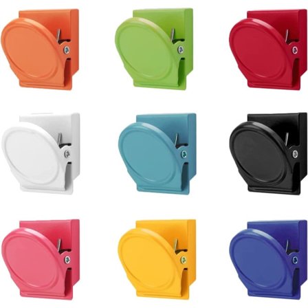 Magnetklämmor för Kylskåp 9 st, Starka Whiteboard-magneter Färgade Mag