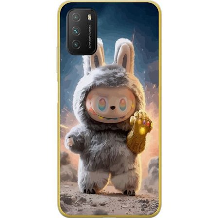 Kompatibelt Mobildeksel til Xiaomi Xiaomi Poco M3 Søt og lodden kaninfigur med en magisk gyllen hanske i et kosmisk handlingmiljø, leken fantasyill