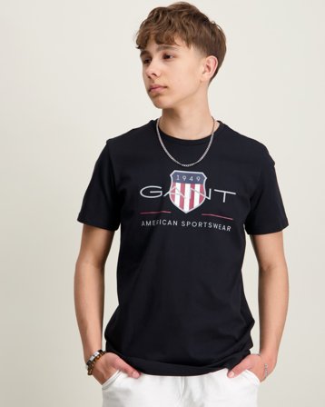 GANT Archive Shield SS T-Shirt Svart T-skjorter Gutt - Kids Brand Store