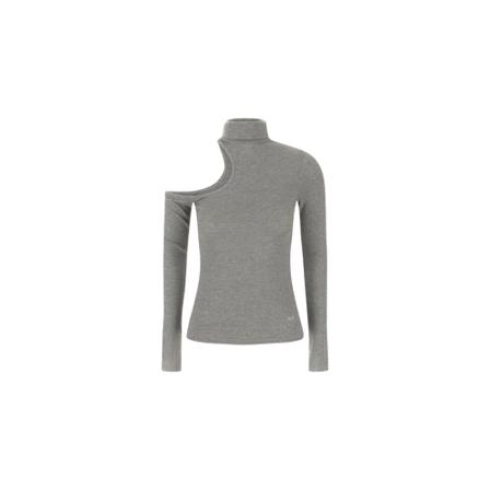Pinko, Marta Ribbed Knit Shirt Grijs, Dames, Maat:S