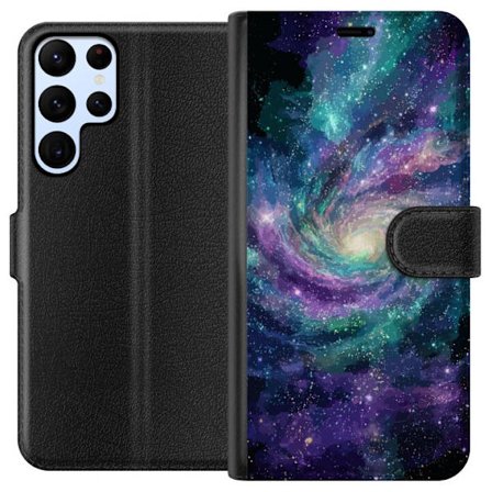 Kompatibelt Lommeboketui til Samsung Galaxy S22 Ultra 5G Dekorativ orientalsk lykt med halvmåne og stjerner i varm gylden nattmiljø