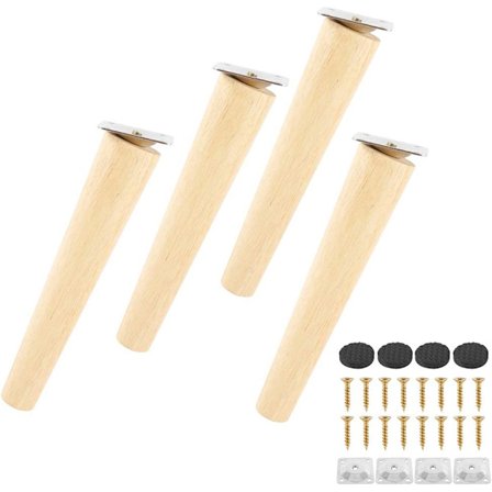 Set med 4 solida träsoffben, möbelben för fåtölj, sängar