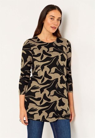 Cellbes of Sweden - Mønstret jerseytunika med lommer i beige / sort / mønstret til damer i størrelse 34/36