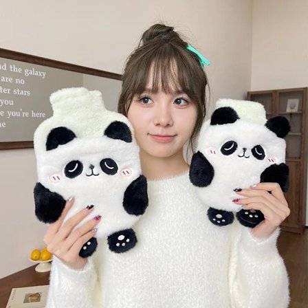 400/750ml Kawaii Cartoon Panda Water Heating Handbag Simple Pvc Can Be Inserted Hot Water Bag Winter Warming Supplies