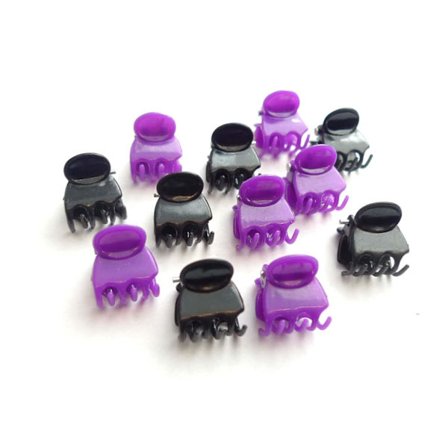 Hårklämmor små Svarta & Lila 12-pack