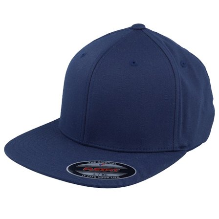 Flexfit - Blau fitted Cap - Flat Brim Navy Fitted @ Hatstore
