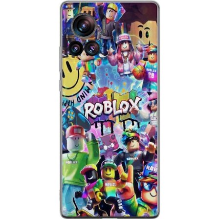 Kompatibelt Mobilskal till Motorola Motorola Edge 30 Ultra Stor färgglad Roblox-värld med många karaktärer, energifylld gaming-illustration perfek