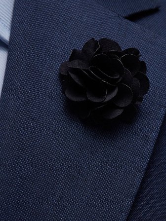 John Henric Men's Schwarze Blumen-Reversnadel Size Onesize