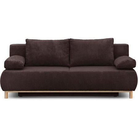 MIKA 3-sits cabriolet bänk - Mörkbrun manchester - Förvaringslåda - L 192 x H 84 x D 93 cm