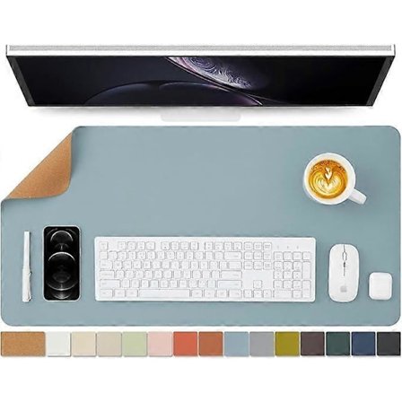 Skrivbordsunderlägg i kork - Dubbelsidigt skrivbordsunderlägg för kontor och hem - Som en stor musmatta och skrivbordsmatta på skrivbord (Svart 