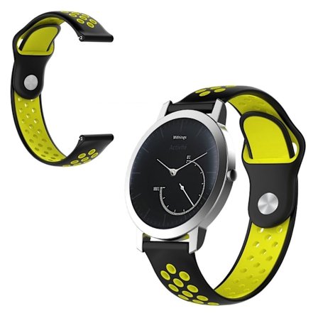 Withings Steel HR (40mm) dual color silicone watch band - Black / Yellow Hole