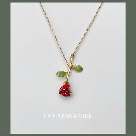 Halskæde til kvinder, personlig lang halskæde, damehalskæde i guld, rosevedhæng, blomster