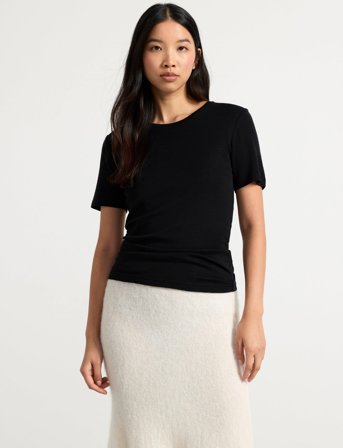 Lindex Top Merino Wool Ss - Black - XS