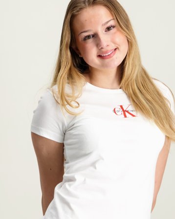 Calvin Klein MICRO MONOGRAM TOP Hvid T-shirts Pige - Kids Brand Store