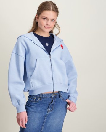 Kids ONLY KOGEVISA L/S ZIP HOOD OVS SWT Blå Genser Jente - Kids Brand Store