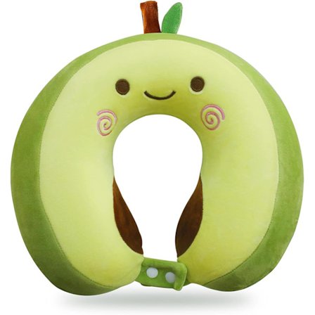 Søt reise-pute for barn og voksne, ren minneskum U-formet nakkepute med vaskbart trekk, komfortabel hodestøtte reisetilbehør, Avokado