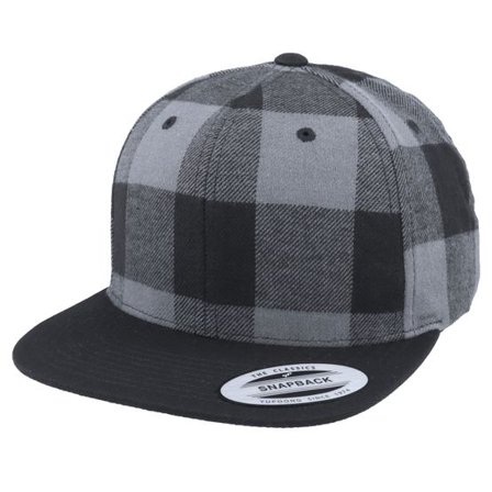 Yupoong - Multi snapback Keps - Checked Flanell Black/Grey Snapback @ Hatstore