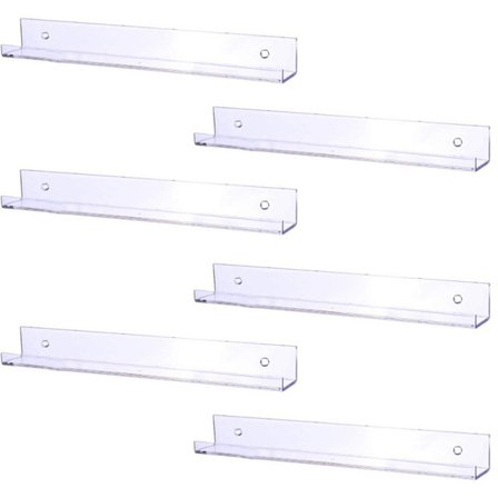 Pakke med akrylhyller, 15 tommers flytende veggmontert hylle for barnerom, bildelistdisplayhyller, Funko Pop-hyller, leketøylagring, gjennomsiktige 