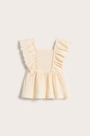 Kappahl | Top z falbanami, o wyraźnej strukturze | Offwhite