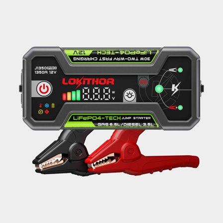 Avviatore / startbooster LOKITHOR J1350 Pro LIFEPO4, 12 V, 1350 A, per motore a benzina fino a 6.5 litri / motore diesel fino a 3.5 litri
